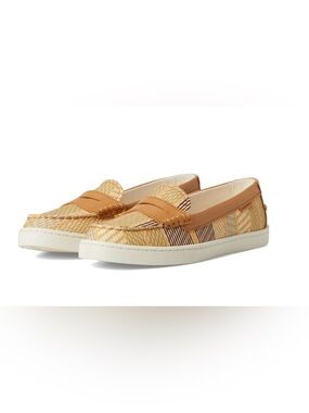 Cole Haan Tan & Cream Woven Penny Loafers